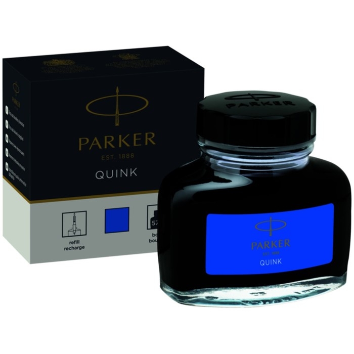 Чернила д/перьевой ручки Parker Bottle Quink, синие смыв, 57мл, флакон в подар/уп 1950377 Чернила д/перьевой ручки Parker Bottle Quink, синие смыв, 57мл, флакон в подар/уп 1950377