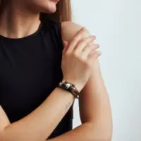 Браслет кожа &laquo;Хиппи&raquo; бусина, коричневый, d=6 см