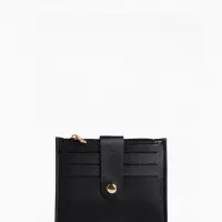 Картхолдер с монетницей на молнии, на 3 карты, чёрный