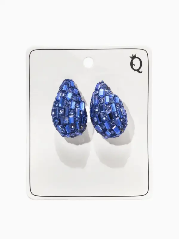Серьги со стразами &laquo;Блеск&raquo; капля, цвет синий