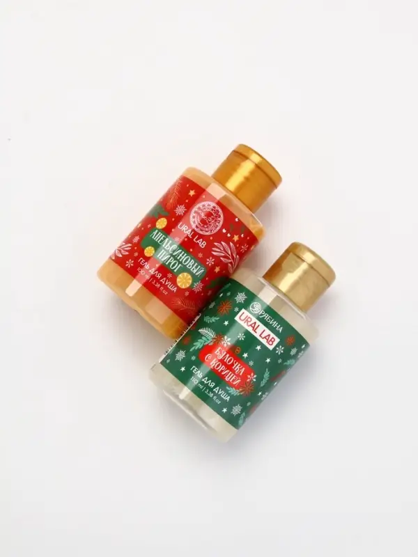 Подарочный набор новогодний в санях: гель для душа 2 шт., соль для ванны и мочалка, URAL LAB Подарочный набор новогодний в санях: гель для душа 2 шт., соль для ванны и мочалка, URAL LAB