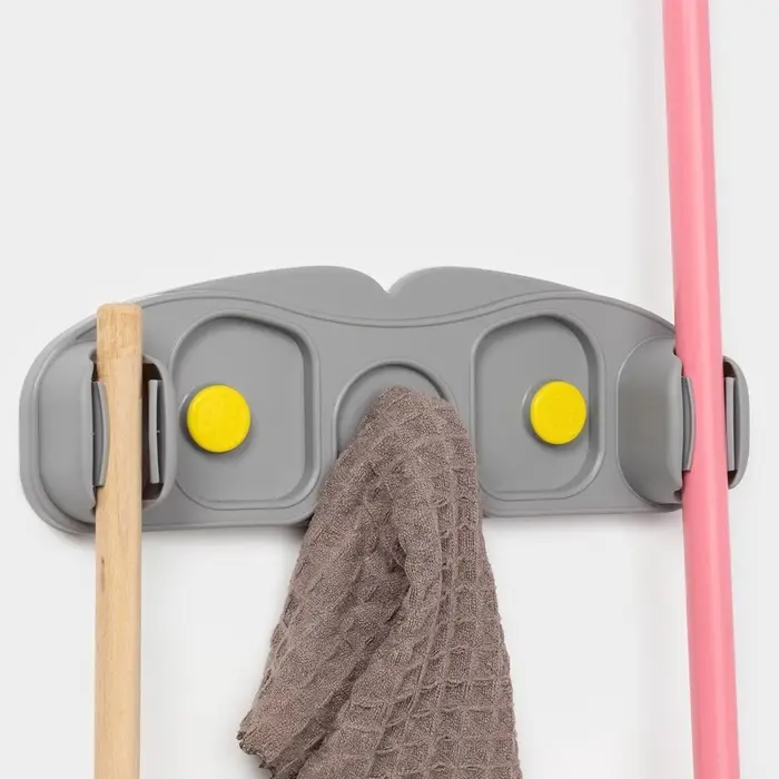 Держатель для швабр, 30&times;10&times;5 см, на липучке, с крючком, МИКС