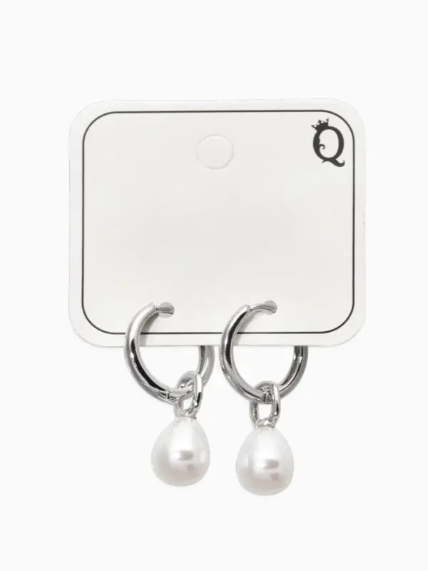 Серьги жемчуг "Бусина на ножке", цвет белый в серебре