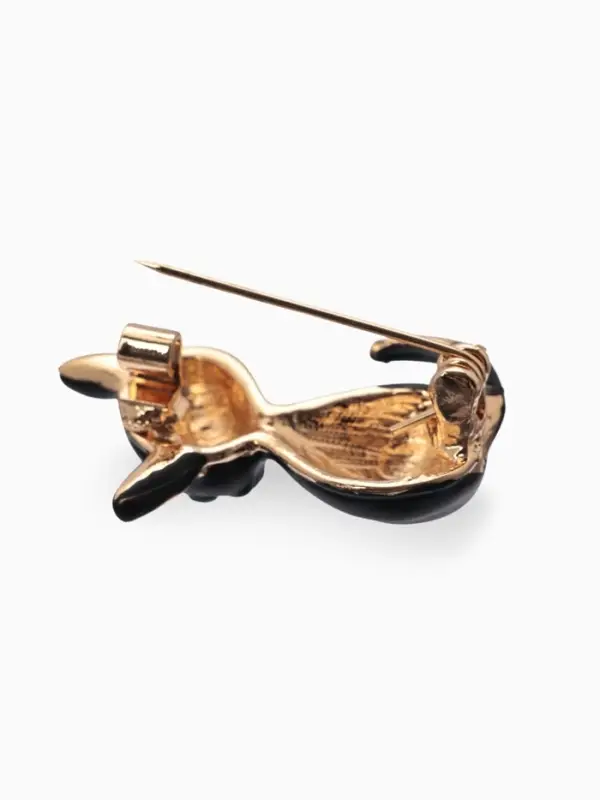 Брошь &laquo;Котёнок&raquo;, чёрная, глянцевая в золоте