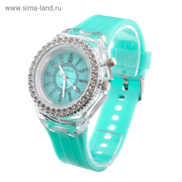 Часы наручные кварцевые женские Часы наручные кварцевые женские "Этни", d-4 см, с подсветкой, бирюзовые