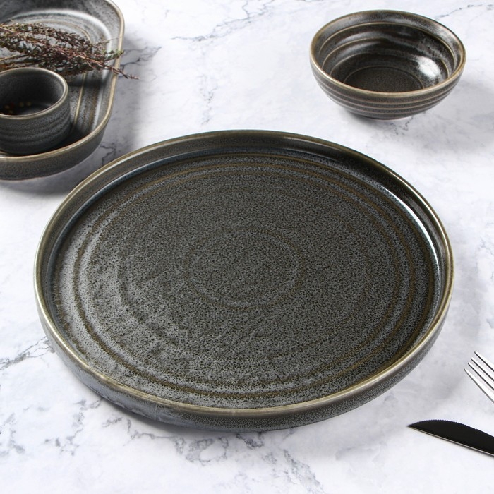 Тарелка фарфоровая обеденная Magistro Urban, d=27,5 см, цвет серый Тарелка фарфоровая обеденная Magistro Urban, d=27,5 см, цвет серый