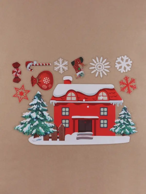 Наклейки новогодние на окна Merry Christmas, 2 шт., 35&times;50 см