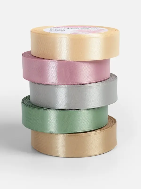 Атласная лента, набор 5 шт. &laquo;Тёплый день&raquo;, 20 мм, 23&plusmn;1 м