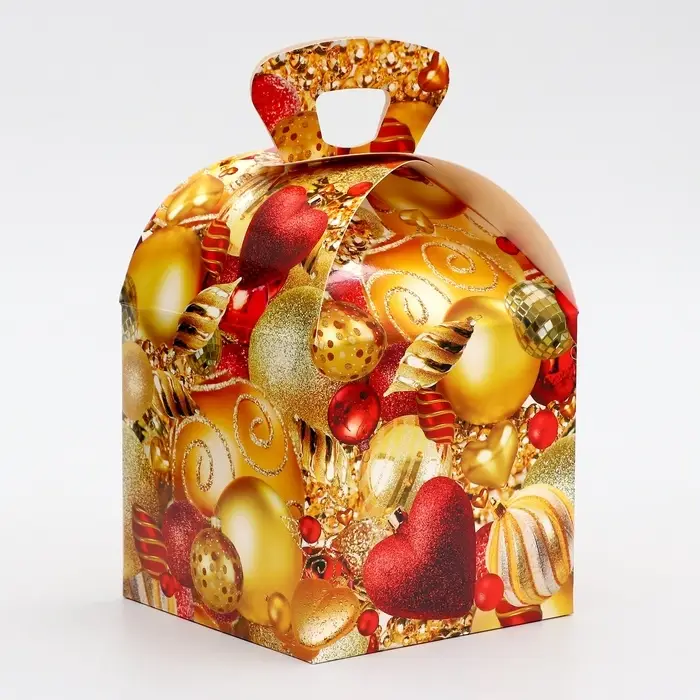 Подарочная новогодняя коробка «Золотые шары», 15×15×19 см