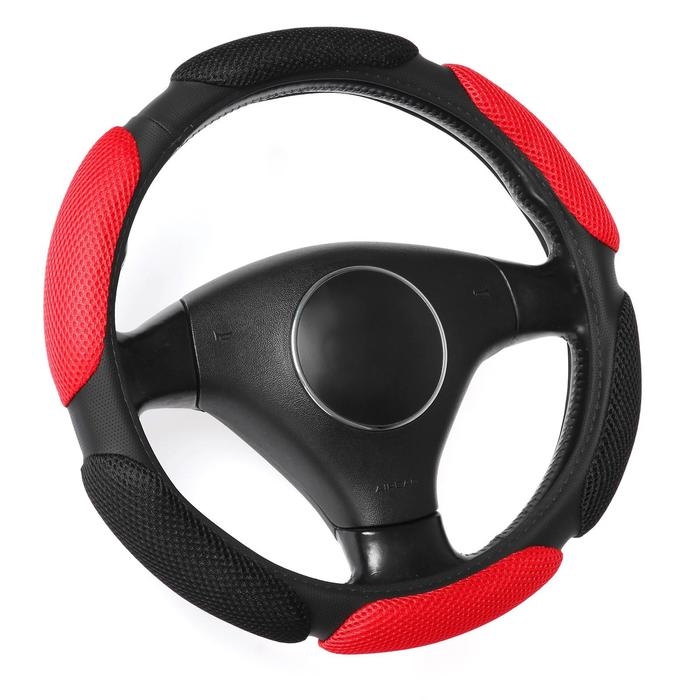 Оплетка на руль TORSO, анатомическая, 6 подушек, размер 38 см, черно-красный Оплетка на руль TORSO, анатомическая, 6 подушек, размер 38 см, черно-красный