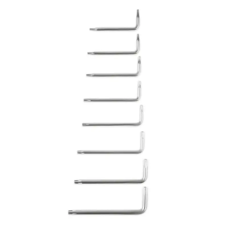 Набор ключей торцевых изогнутых TORX МИНИ с отверстием 8 предметов (T5-T20) AVS TXL-8H