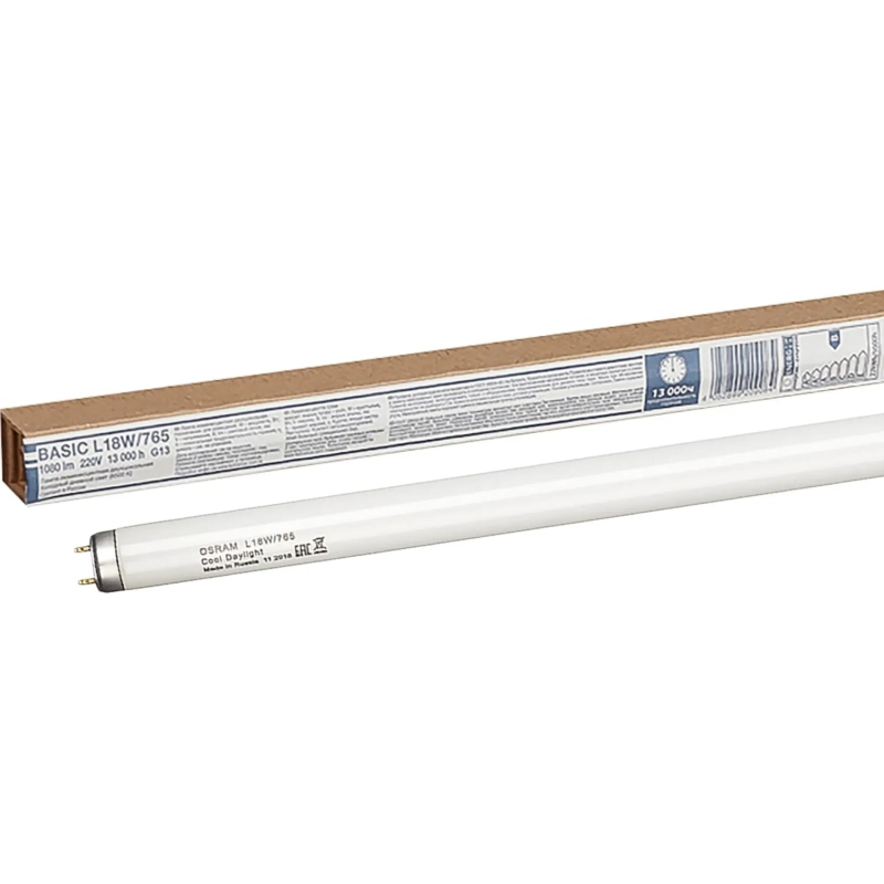 Лампа люминесцентная Osram  L 18W/765 G13 6400К хол.дневн. 25шт/уп
