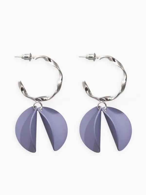 Серьги &laquo;Лепесточки на кольце&raquo;, серые в серебре