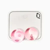 Серьги пластик "Монпансье" круг 1,5см, цвет розовый