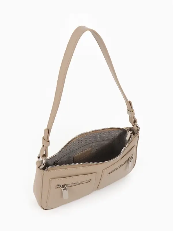 Сумка женская багет TEXTURA на молнии, 21&times;6&times;13 см, бежевая