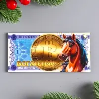 Магнит-купюра новогодняя 2026 "Биткоин" 12х6 см