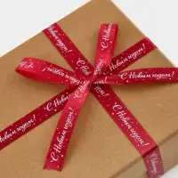 Лента атласная &laquo;С Новым годом, звёзды&raquo;, 1.5 см &times; 5 м, красная