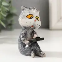 Фигурка полистоун лак &laquo;Котишка с телефоном&raquo;, 7&times;6&times;7 см