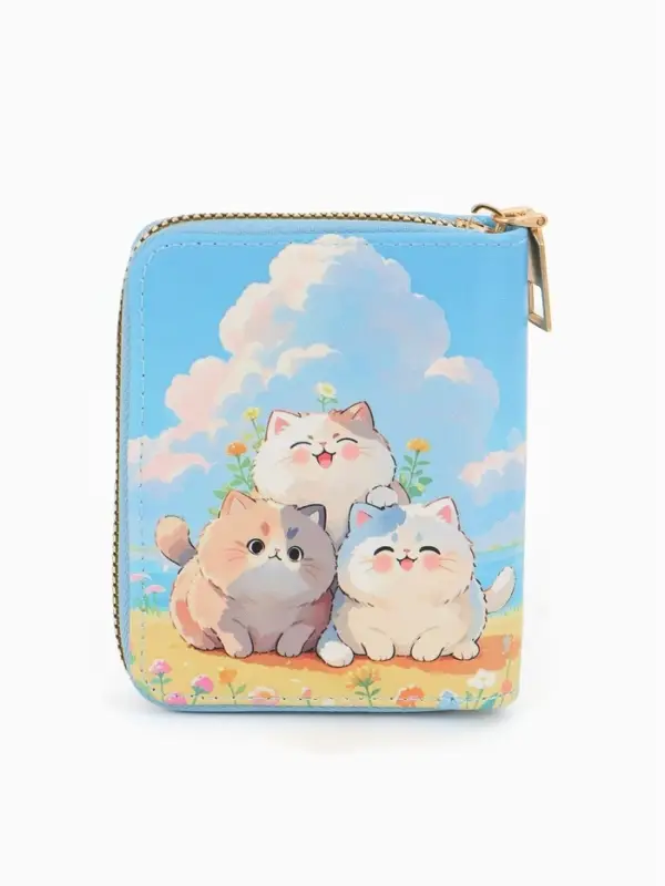 Кошелек дет 07-01-01 Июнь2545 кот, 8,5*2,5*10,5 см, 2 отд+отд/молн, д/карт, голубой