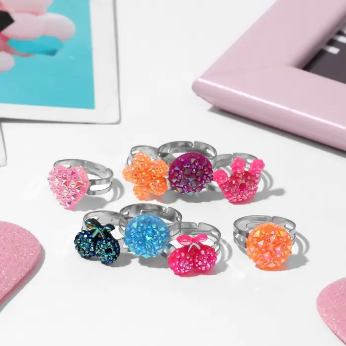 Кольцо «Выбражулька» блёстка, МИКС, безразмерное, форма МИКС Кольцо «Выбражулька» блёстка, МИКС, безразмерное, форма МИКС