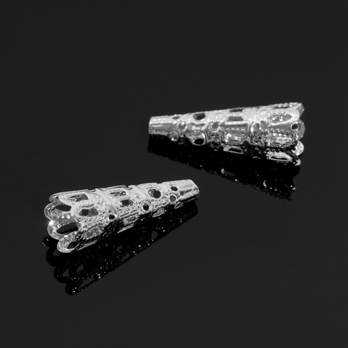 Шапочки для бусин (набор 10 шт.), СМ-103-1, 22×9 мм, цвет серебро Шапочки для бусин (набор 10 шт.), СМ-103-1, 22×9 мм, цвет серебро