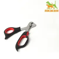 Ножницы-когтерезы средние с упором для пальца, чёрные с красным
