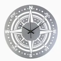 Часы настенные интерьерные &laquo;Компас&raquo;, бесшумные, плавный ход, d=40 см, металл, серебристые