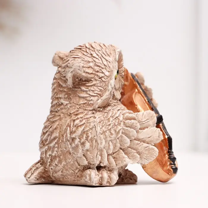 Фигура гипс &laquo;Сова-скрипач&raquo;, коричневая, 8&times;6&times;6 см