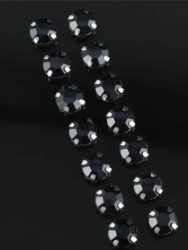 Стразы пришивные «Шатон», круглые, в цапах, d=10 мм, 20 шт., чёрные