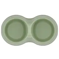 Миска двойная &laquo;Мур-мяу&raquo;, 200 мл, 22.5 см &times; 13 см &times; 6 см, пластик, цвет фисташковый