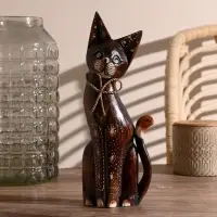 Сувенир дерево "Кошка с бабочкой на шейке"30 см