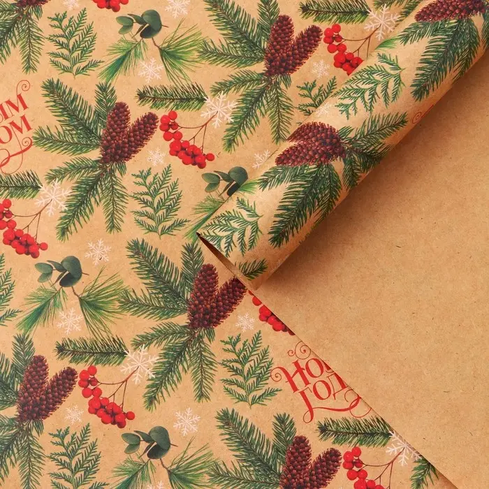 Бумага упаковочная крафтовая «Зимние истории», 50×70 см