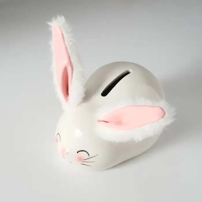 Копилка для денег &laquo;Румяный кролик с мягкими ушками&raquo;, керамика, 8.8&times;13.2&times;7 см