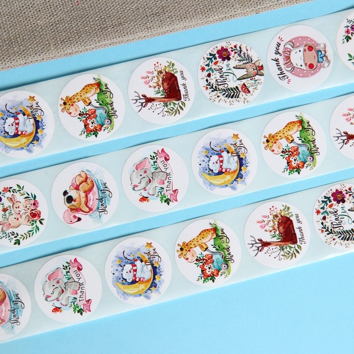 Новый год. Набор наклеек в рулоне Новый год. Набор наклеек в рулоне "Животные", 500 шт, 2,5 х 2,5 см