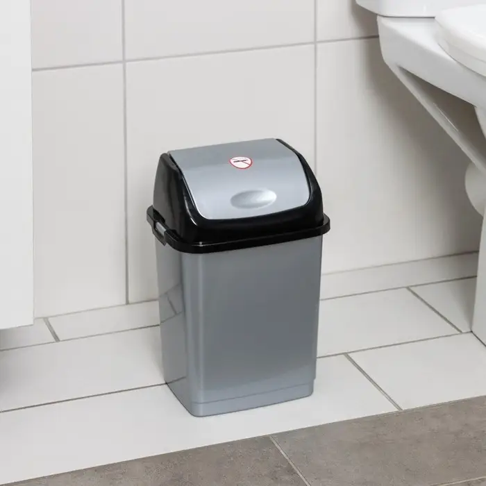 Контейнер для мусора &laquo;Камелия&raquo;, 4 л, серебристый перламутр, чёрный