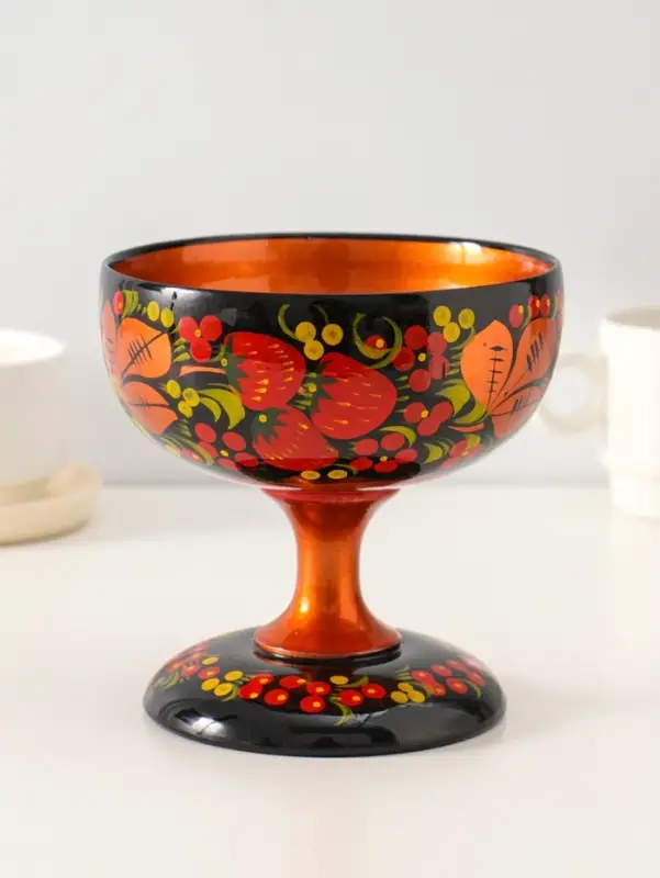 Конфетница на ножке &laquo;Сласть&raquo;, 14.5&times;15 см, дерево, хохлома