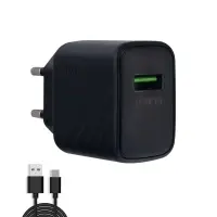 Сетевое зарядное устройство с кабелем USB на Type-C Q.C 3.0 CS21A HOCO черное