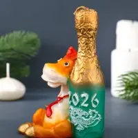Свеча фигурная "Лошадка с шампанским" 6х6х12,5 см, цв. золотой