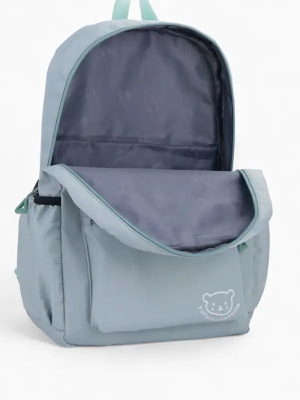 Рюкзак школьный на молнии, с карманами, однотонный, с надписью, размер 30&times;12&times;42 см, зелёный