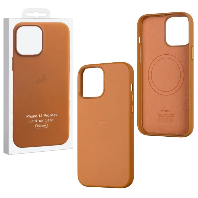 Чехол iPh 14 Pro Max Leather Case 100% ORG Golden Brown Чехол iPh 14 Pro Max Leather Case 100% ORG Golden Brown