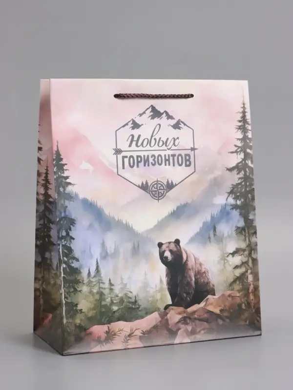 Пакет подарочный "Северный характер" ламинированный 26 х 12 х 32 см