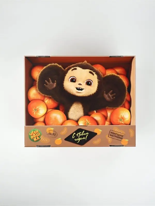 Коробка складная, с крышкой, Коробка складная, с крышкой, "Яркие мандарины",Чебурашка, 31 х 25,5 х 16 см