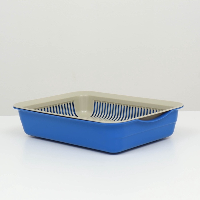 Лоток с сеткой №3, 34 х 25,5 х 7 см, бежевый/синий Лоток с сеткой №3, 34 х 25,5 х 7 см, бежевый/синий
