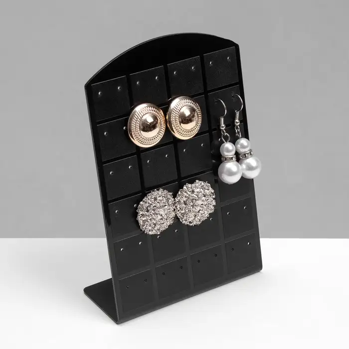 Подставка под серьги QF, 24 пары, 8×2×13.5 см, чёрная Подставка под серьги QF, 24 пары, 8×2×13.5 см, чёрная