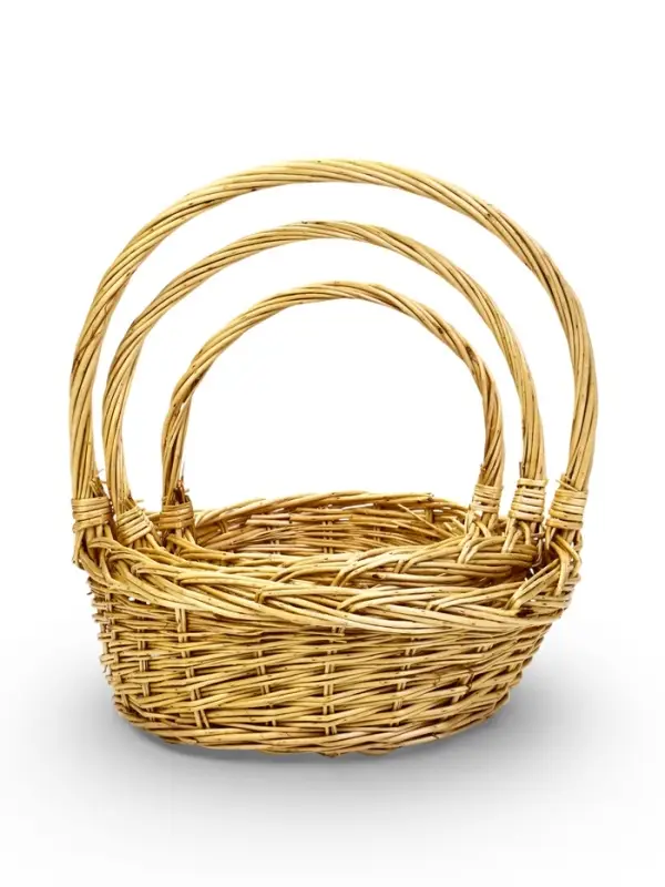 Набор корзин 3 шт ИВА 33x33x13 28x28x11 22x22x11 см ПЛЕТ ручка h=20/18/16 см