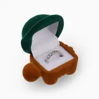 Футляр бархатный под серьги/кольцо &laquo;Черепашка&raquo;, 4.2&times;6,8, цвет зелёно-коричневый, вставка белая