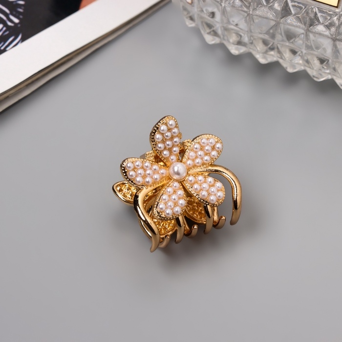 Краб для волос Краб для волос "Лилиан" цветок стиль, 2.5 см, золото