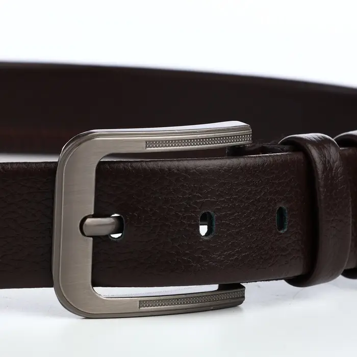 Ремень мужской, ширина 4 см, винт, пряжка металл, коричневый