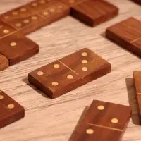Игра настольная 3 в 1, шахматы, домино, кубики, доска 20&times;20 см, дерево шишам