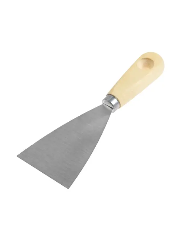 Шпатель малярный ТУНДРА, металлический, деревянная рукоятка, 60 мм